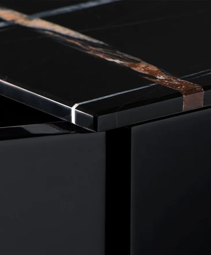 Italian Black Glass Sideboard